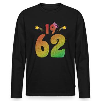 LGBT Geburtstag mit Krone 1962 - Männer Premium Bio Langarmshirt - Schwarz - Vorne - Nico (187cm)