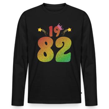 LGBT birthday with crown 1982 - Men's Premium Organic Long Sleeve Shirt - black - Front - Nico (187cm)