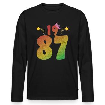 1987 LGBT Vintage Birthday Gift Idea - Men's Premium Organic Long Sleeve Shirt - black - Front - Nico (187cm)
