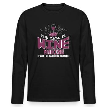 Winemaker Wine Wine Vines Gift - Men's Premium Organic Long Sleeve Shirt - black - Front - Nico (187cm)