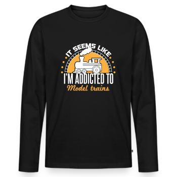 Model Railway Collector Trains Model Building Gift - T-shirt manches longues Premium bio Homme - noir - Devant - Nico (187cm)