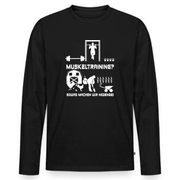 Gartenarbeit lustig Muskeltraining Spruch gärtnern - Männer Premium Bio Langarmshirt - Schwarz - Vorne - Nico (187cm)