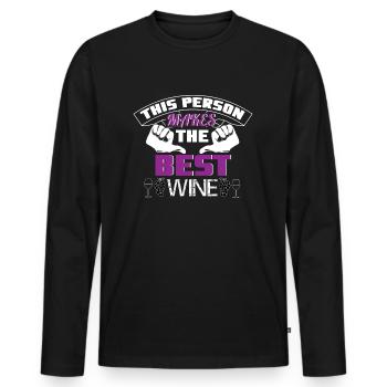 This person makes the best wine Wein Winzer - Men's Premium Organic Long Sleeve Shirt - black - Front - Nico (187cm)