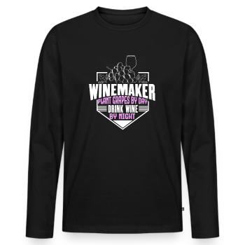 Viticulture Vente de vins Vignes Vignes Vignes Vignerons - T-shirt manches longues Premium bio Homme - noir - Devant - Nico (187cm)