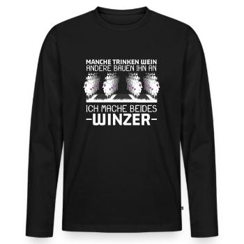 Winzer Wein Weinanbau Wine Reben Geschenk - Männer Premium Bio Langarmshirt - Schwarz - Vorne - Nico (187cm)