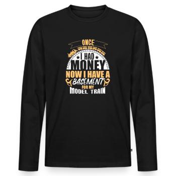 Model Railway Collector Trains Model Making Gift - Men's Premium Organic Long Sleeve Shirt - black - Front - Nico (187cm)