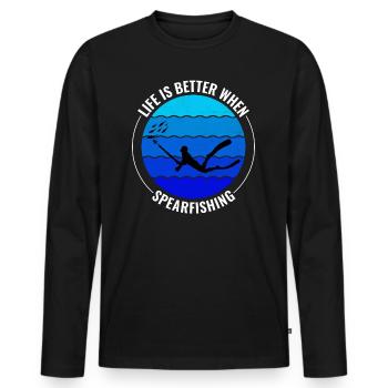 Pêche sous-marine Pêche sous-marine Pêche au harpon - T-shirt manches longues Premium bio Homme - noir - Devant - Nico (187cm)