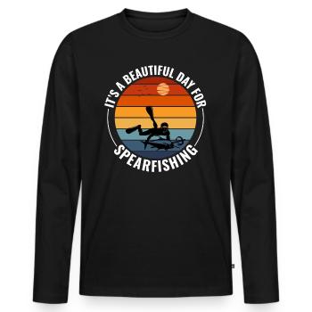 Pêche sous-marine Pêche sous-marine Pêche au harpon - T-shirt manches longues Premium bio Homme - noir - Devant - Nico (187cm)