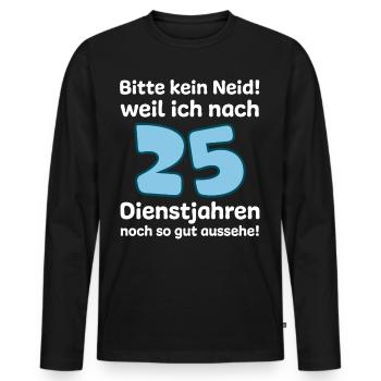 Dienstjubiläum 25 Jahre Firmenjubiläum Geschenk - Männer Premium Bio Langarmshirt - Schwarz - Vorne - Nico (187cm)