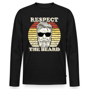 Ideales Geschenk für Bartträger | 3 Tage Bart - Männer Premium Bio Langarmshirt - Schwarz - Vorne - Nico (187cm)