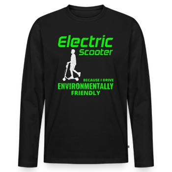 Electric Scooter Driver Motorized E-Scooter - Men's Premium Organic Long Sleeve Shirt - black - Front - Nico (187cm)
