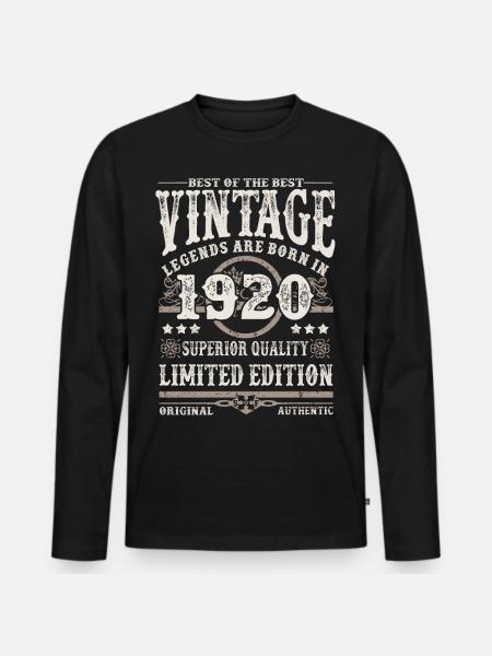 Legenden werden 1920 geboren - Männer Premium Bio Langarmshirt - Schwarz