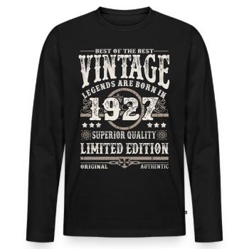 Les légendes sont nées en 1927 - T-shirt manches longues Premium bio Homme - noir - Devant - Nico (187cm)