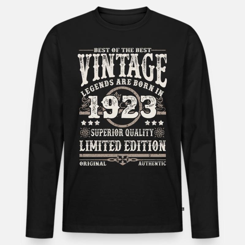 Legenden werden 1923 geboren - Männer Premium Bio Langarmshirt - Schwarz