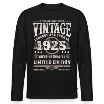 Legenden werden 1925 geboren - Männer Premium Bio Langarmshirt - Schwarz - Vorne - Nico (187cm)