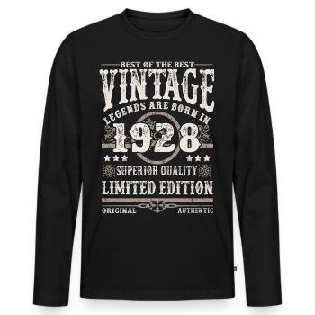 Legends are born in 1928 - Men's Premium Organic Long Sleeve Shirt - black - Front - Nico (187cm)