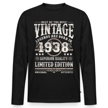 Legends are born in 1938 - Men's Premium Organic Long Sleeve Shirt - black - Front - Nico (187cm)