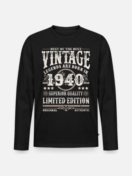 Legenden werden 1940 geboren - Männer Premium Bio Langarmshirt - Schwarz