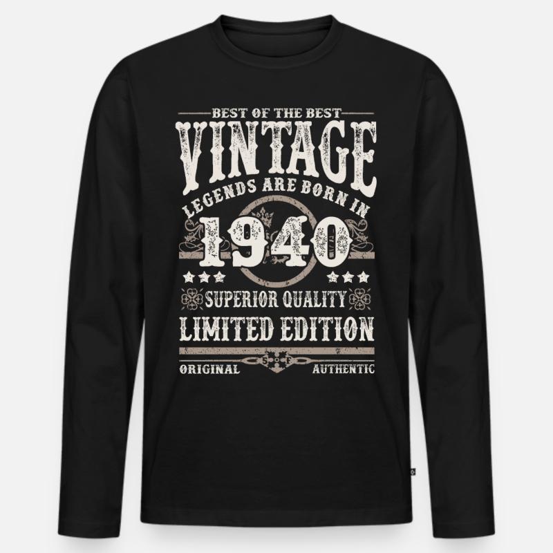 Legenden werden 1940 geboren - Männer Premium Bio Langarmshirt - Schwarz