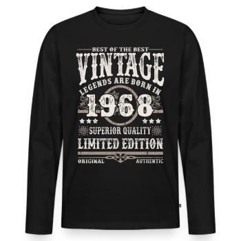Les légendes sont nées en 1968 - T-shirt manches longues Premium bio Homme - noir - Devant - Nico (187cm)
