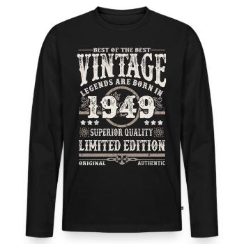 Les légendes sont nées en 1949 - T-shirt manches longues Premium bio Homme - noir - Devant - Nico (187cm)