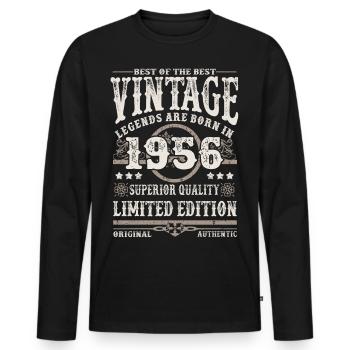 Legends are born in 1956 - Men's Premium Organic Long Sleeve Shirt - black - Front - Nico (187cm)