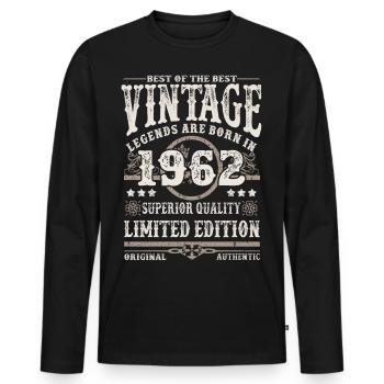 Legenden werden 1962 geboren - Männer Premium Bio Langarmshirt - Schwarz - Vorne - Nico (187cm)
