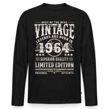 Les légendes sont nées en 1964 - T-shirt manches longues Premium bio Homme - noir - Devant - Nico (187cm)