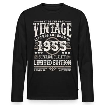 Legenden werden 1955 geboren - Männer Premium Bio Langarmshirt - Schwarz - Vorne - Nico (187cm)
