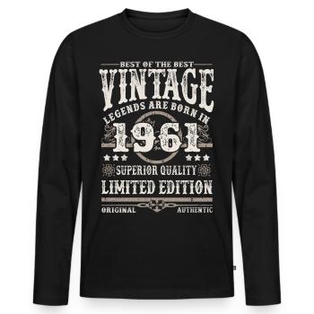 Legends are born in 1961 - Men's Premium Organic Long Sleeve Shirt - black - Front - Nico (187cm)