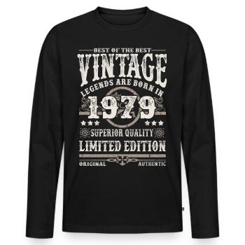 Legends are born in 1979 - Men's Premium Organic Long Sleeve Shirt - black - Front - Nico (187cm)