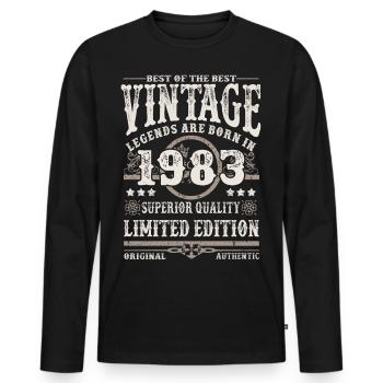 Legends are born in 1983 - Men's Premium Organic Long Sleeve Shirt - black - Front - Nico (187cm)