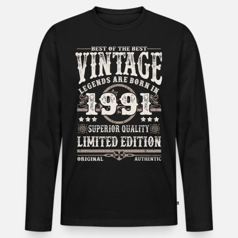 Legenden werden 1991 geboren - Männer Premium Bio Langarmshirt - Schwarz