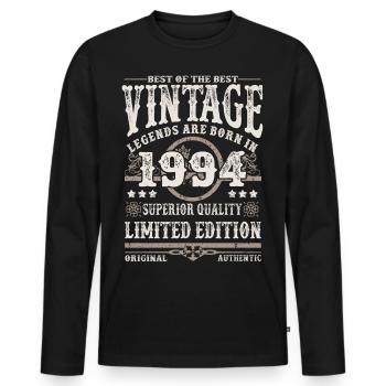 Legenden werden 1994 geboren - Männer Premium Bio Langarmshirt - Schwarz - Vorne - Nico (187cm)