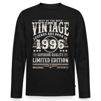 Legends are born in 1996 - Men's Premium Organic Long Sleeve Shirt - black - Front - Nico (187cm)