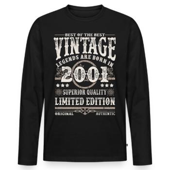 Legenden werden 2001 geboren - Männer Premium Bio Langarmshirt - Schwarz - Vorne - Nico (187cm)