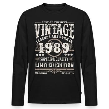 Legends are born in 1989 - Men's Premium Organic Long Sleeve Shirt - black - Front - Nico (187cm)