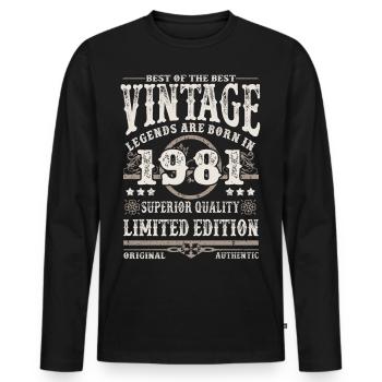 Legends are born in 1981 - Men's Premium Organic Long Sleeve Shirt - black - Front - Nico (187cm)