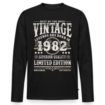 Legenden werden 1982 geboren - Männer Premium Bio Langarmshirt - Schwarz - Vorne - Nico (187cm)