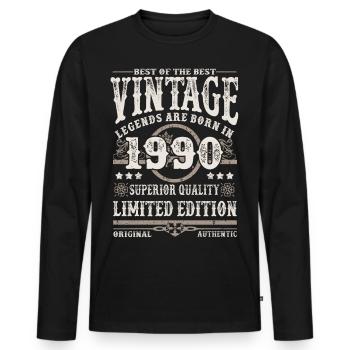 Les légendes sont nées en 1990 - T-shirt manches longues Premium bio Homme - noir - Devant - Nico (187cm)