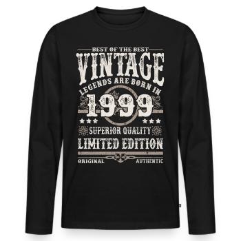 Legenden werden 1999 geboren - Männer Premium Bio Langarmshirt - Schwarz - Vorne - Nico (187cm)
