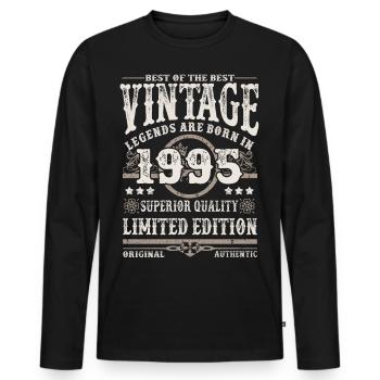 Legends are born in 1995 - Men's Premium Organic Long Sleeve Shirt - black - Front - Nico (187cm)