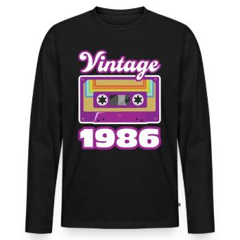 1986 Année de construction cadeau d’anniversaire - T-shirt manches longues Premium bio Homme - noir - Devant - Nico (187cm)
