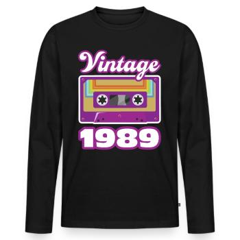 1989 Année de construction cadeau d’anniversaire - T-shirt manches longues Premium bio Homme - noir - Devant - Nico (187cm)