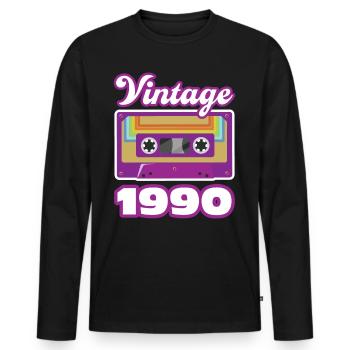 1990 Année de construction cadeau d’anniversaire - T-shirt manches longues Premium bio Homme - noir - Devant - Nico (187cm)