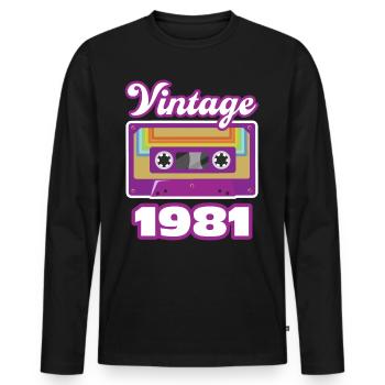 1981 Année de construction cadeau d’anniversaire - T-shirt manches longues Premium bio Homme - noir - Devant - Nico (187cm)