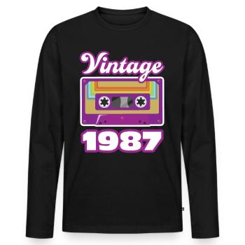 1987 Année de construction cadeau d’anniversaire - T-shirt manches longues Premium bio Homme - noir - Devant - Nico (187cm)