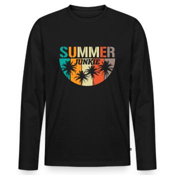 Summer Junkie Heat Sun Worshipper Cadeau - T-shirt manches longues Premium bio Homme - noir - Devant - Nico (187cm)