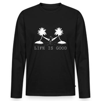 Summer Junkie Heat Sun Worshipper Gift - Men's Premium Organic Long Sleeve Shirt - black - Front - Nico (187cm)