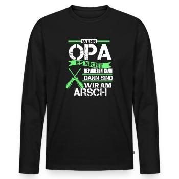 Wenn es Opa nicht reparieren kann lustig Spruch - Männer Premium Bio Langarmshirt - Schwarz - Vorne - Nico (187cm)